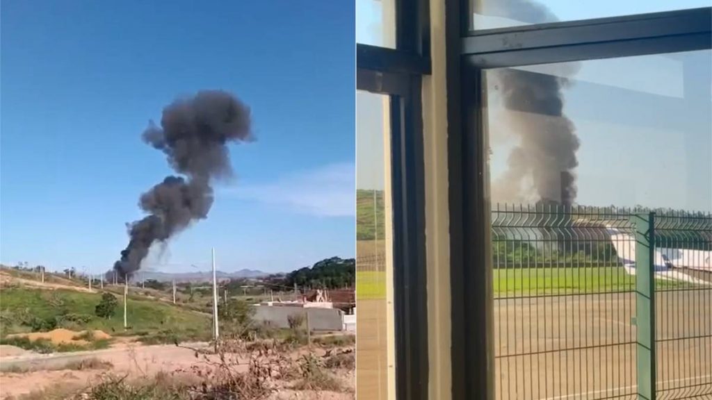Avião da PMMG cai em aeroporto de Ipatinga