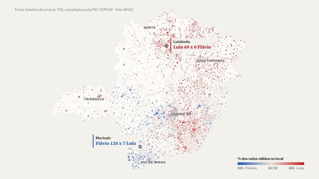 mapa de votação de Minas Gerais