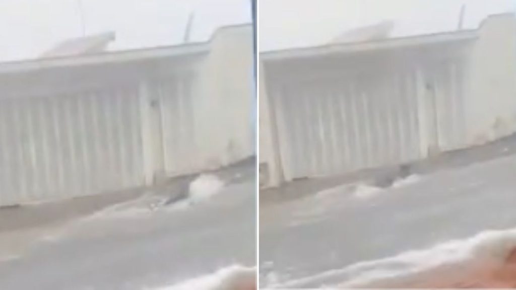 mulher arrasta enxurrada sul minas